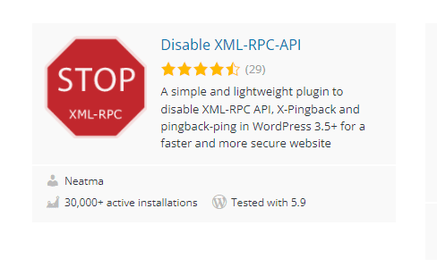 Disable the xmlrpc.php file