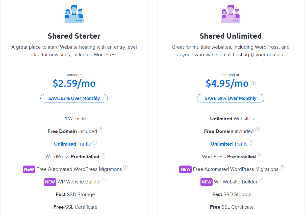 DreamHost Shared Hosting Plans