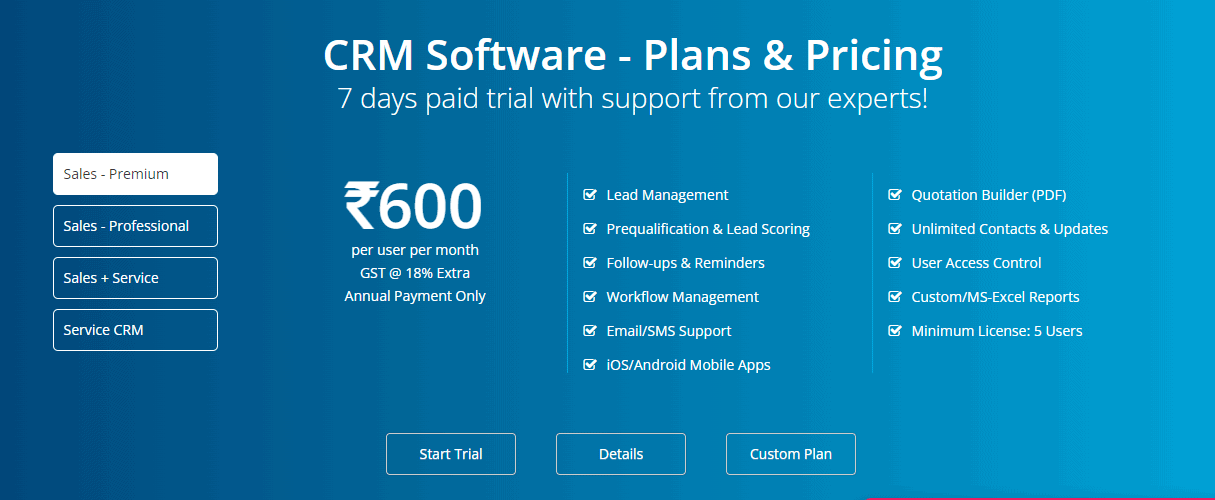 Maple CRM Software Pricing