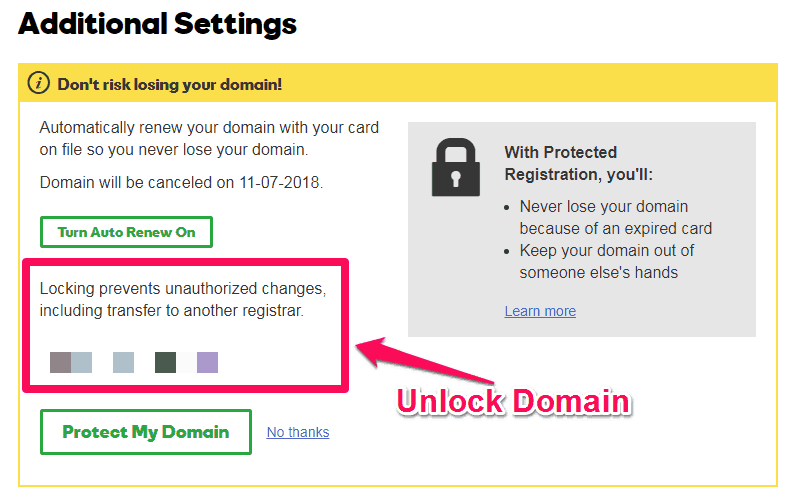 Unlock Domain on GoDaddy