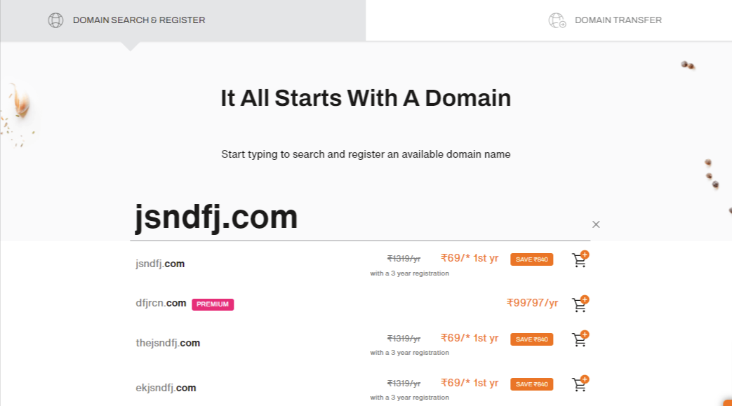 availability of domain extensions on bigrock