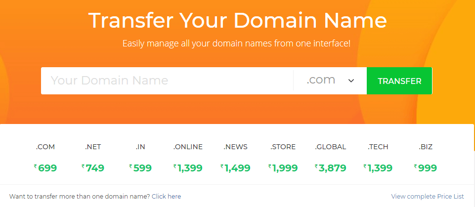 BigRock Domain Name Transfer