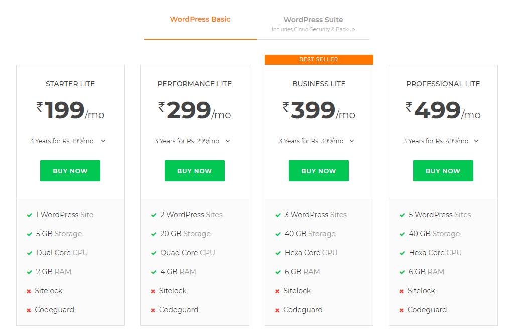 BigRock WordPress Hosting Plans