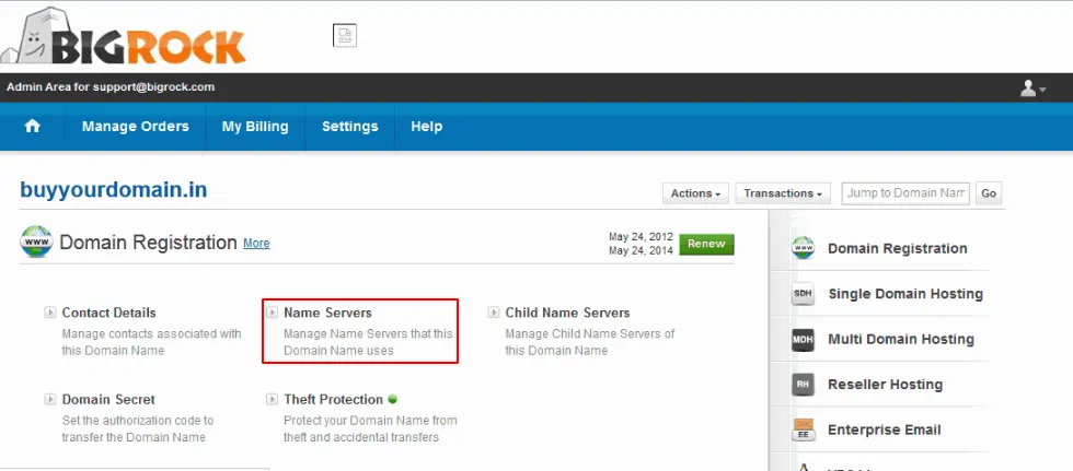Click on Name Servers Click on Name Servers