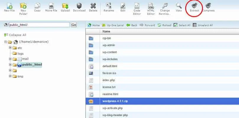 cPanel Click Extract