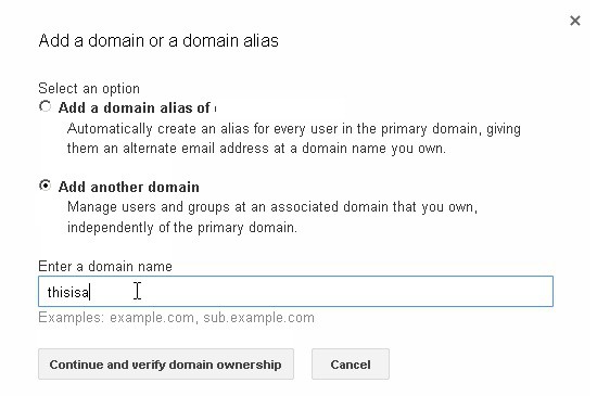 Enter the domain name