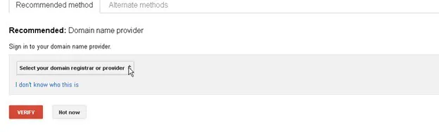 Select your domain registrar or provider